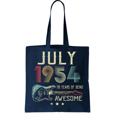 70th Birthday Guitar Lover Vintage July 1954 70 Year Old Tote Bag