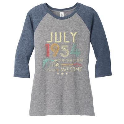 70th Birthday Guitar Lover Vintage July 1954 70 Year Old Women's Tri-Blend 3/4-Sleeve Raglan Shirt