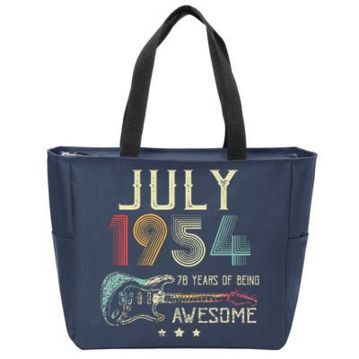 70th Birthday Guitar Lover Vintage July 1954 70 Year Old Zip Tote Bag