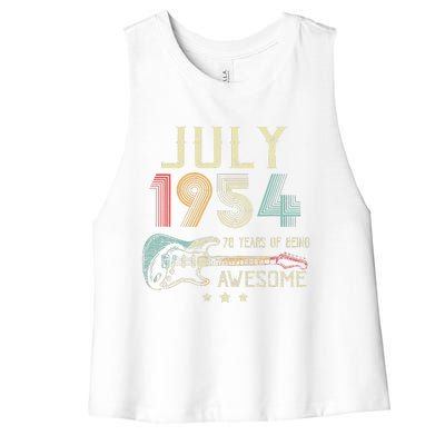 70th Birthday Guitar Lover Vintage July 1954 70 Year Old Women's Racerback Cropped Tank