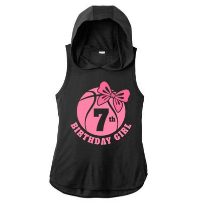 7th Birthday Girl Gift For Basketball Birthday Ladies PosiCharge Tri-Blend Wicking Draft Hoodie Tank