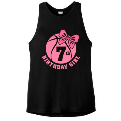 7th Birthday Girl Gift For Basketball Birthday Ladies PosiCharge Tri-Blend Wicking Tank