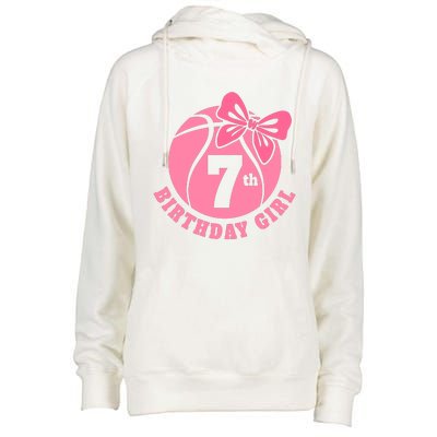 7th Birthday Girl Gift For Basketball Birthday Womens Funnel Neck Pullover Hood