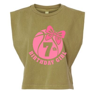 7th Birthday Girl Gift For Basketball Birthday Garment-Dyed Women's Muscle Tee