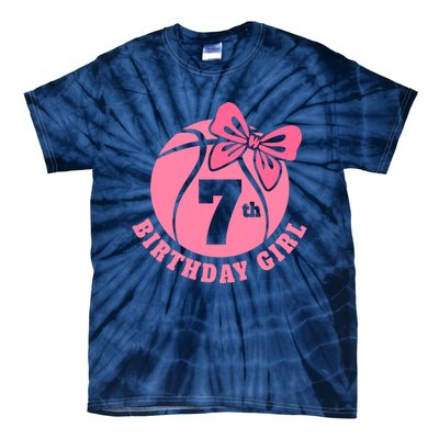 7th Birthday Girl Gift For Basketball Birthday Tie-Dye T-Shirt