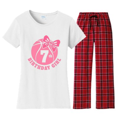 7th Birthday Girl Gift For Basketball Birthday Women's Flannel Pajama Set