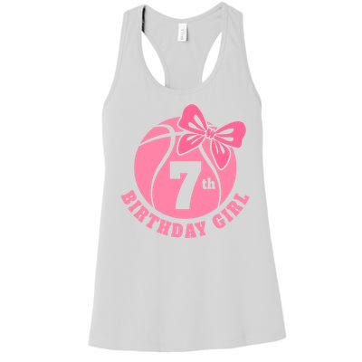 7th Birthday Girl Gift For Basketball Birthday Women's Racerback Tank