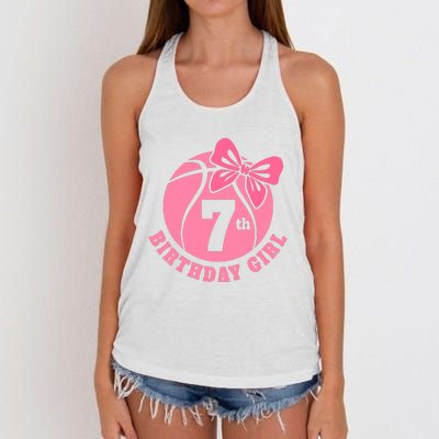 7th Birthday Girl Gift For Basketball Birthday Women's Knotted Racerback Tank