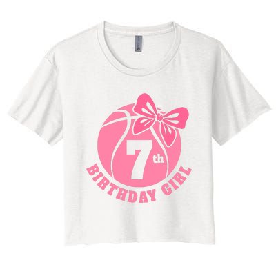 7th Birthday Girl Gift For Basketball Birthday Women's Crop Top Tee