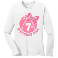 7th Birthday Girl Gift For Basketball Birthday Ladies Long Sleeve Shirt