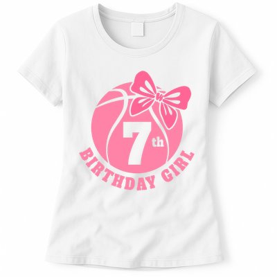 7th Birthday Girl Gift For Basketball Birthday Women's T-Shirt