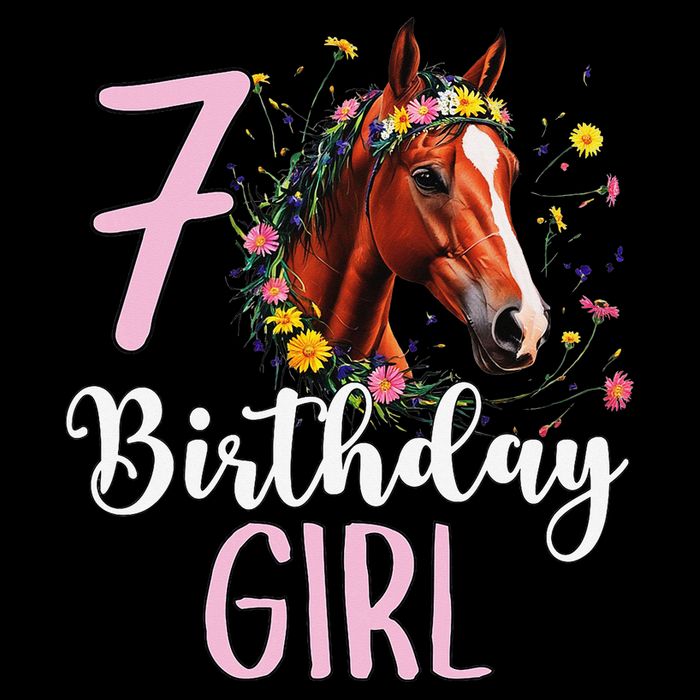 7th Birthday Horse Wildflowers 7 Years Old Birthday Girl Gift Doggie Tank