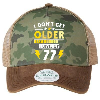 77th Birthday I Dont Get Older I Level Up 77 Years Gift Legacy Tie Dye Trucker Hat