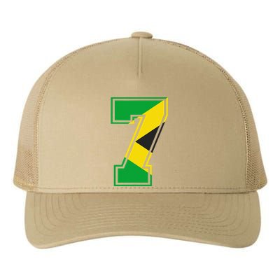 7th Birthday Jamaican 7 Years Old Number 7 Jamaica Flag Yupoong Adult 5-Panel Trucker Hat