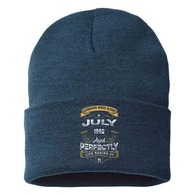 71th Birthday Legends Were Born In July 1952 Sustainable Knit Beanie