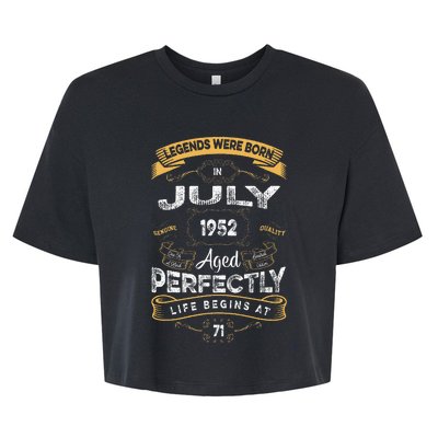 71th Birthday Legends Were Born In July 1952 Bella+Canvas Jersey Crop Tee