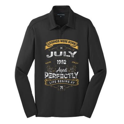 71th Birthday Legends Were Born In July 1952 Silk Touch Performance Long Sleeve Polo