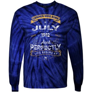 71th Birthday Legends Were Born In July 1952 Tie-Dye Long Sleeve Shirt