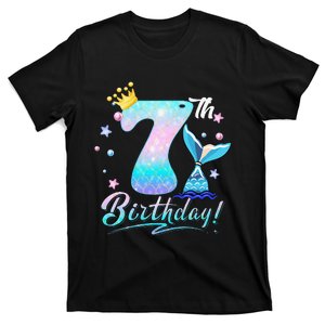 7th Birthday Mermaid Tail 7 Years Old Party Giftss T-Shirt