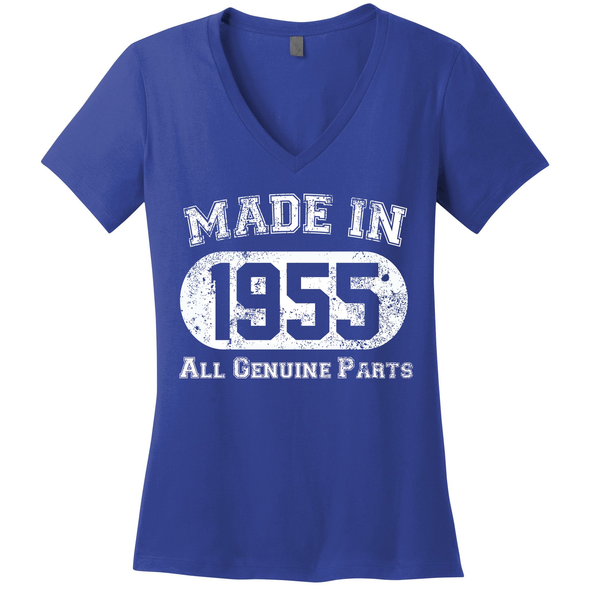 70th Birthday Made In 1955 All Genuine Parts Women's V-Neck T-Shirt