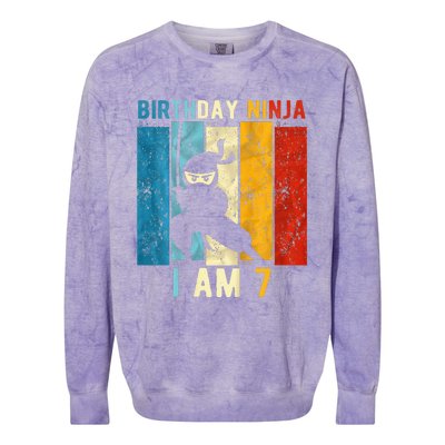 7th Birthday Ninja 7 Year Old Birthday Colorblast Crewneck Sweatshirt