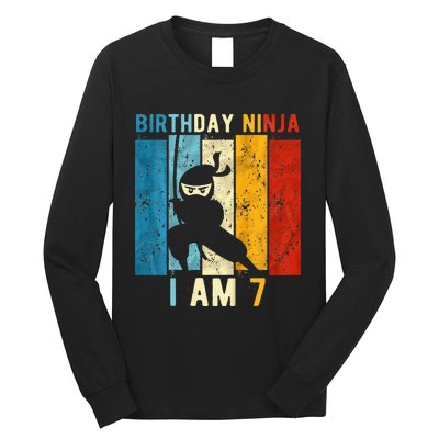 7th Birthday Ninja 7 Year Old Birthday Long Sleeve Shirt