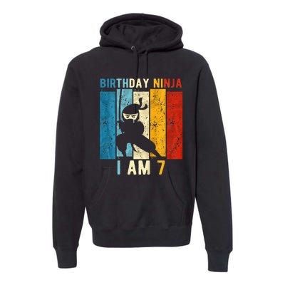 7th Birthday Ninja 7 Year Old Birthday Premium Hoodie