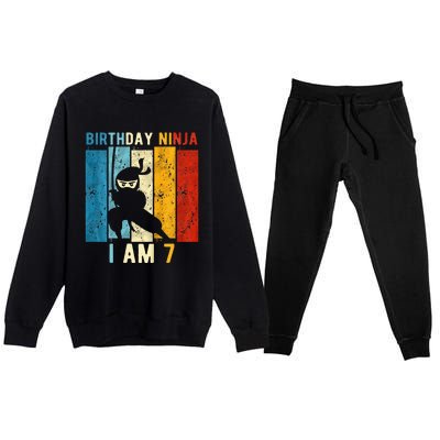 7th Birthday Ninja 7 Year Old Birthday Premium Crewneck Sweatsuit Set