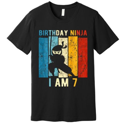 7th Birthday Ninja 7 Year Old Birthday Premium T-Shirt