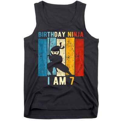 7th Birthday Ninja 7 Year Old Birthday Tank Top