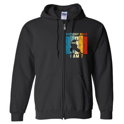 7th Birthday Ninja 7 Year Old Birthday Full Zip Hoodie