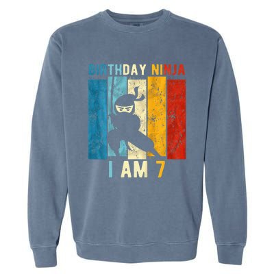 7th Birthday Ninja 7 Year Old Birthday Garment-Dyed Sweatshirt