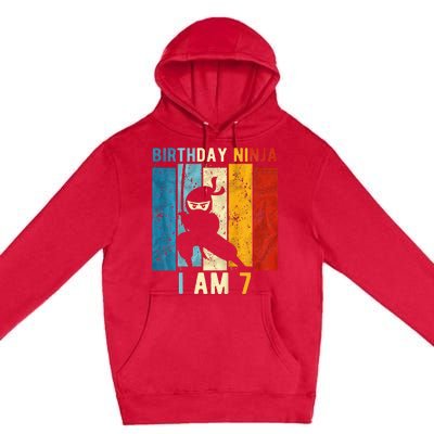 7th Birthday Ninja 7 Year Old Birthday Premium Pullover Hoodie