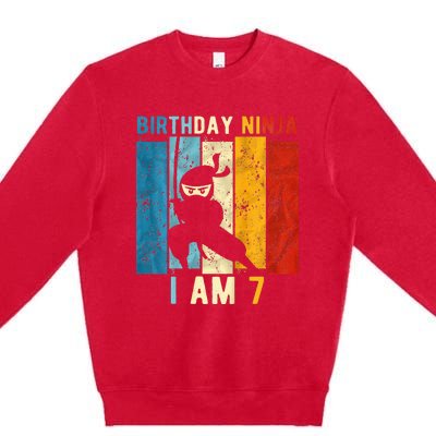 7th Birthday Ninja 7 Year Old Birthday Premium Crewneck Sweatshirt