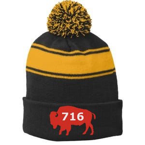 716 Buffalo Ny Stripe Pom Pom Beanie