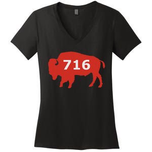 716 Buffalo Ny Women's V-Neck T-Shirt