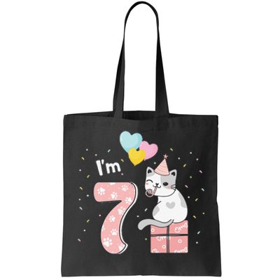 7th Birthday Out Purrfect Cat Birthday Party Tote Bag