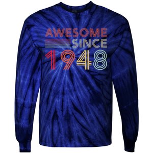 75 Birthday Present Decorations  Wo 1948 BDay 75th Birthday Present Tie-Dye Long Sleeve Shirt