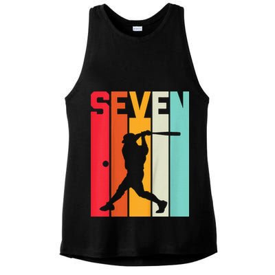 7th Birthday Retro Baseball 7 Years Old Ladies PosiCharge Tri-Blend Wicking Tank