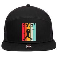 7th Birthday Retro Baseball 7 Years Old 7 Panel Mesh Trucker Snapback Hat