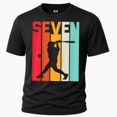 7th Birthday Retro Baseball 7 Years Old Cooling Performance Crew T-Shirt