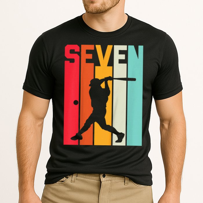 7th Birthday Retro Baseball 7 Years Old Cooling Performance Crew T-Shirt