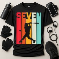 7th Birthday Retro Baseball 7 Years Old Cooling Performance Crew T-Shirt