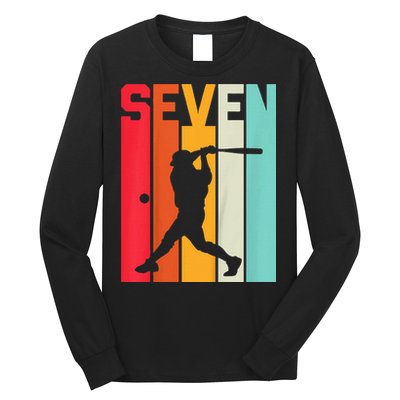7th Birthday Retro Baseball 7 Years Old Long Sleeve Shirt