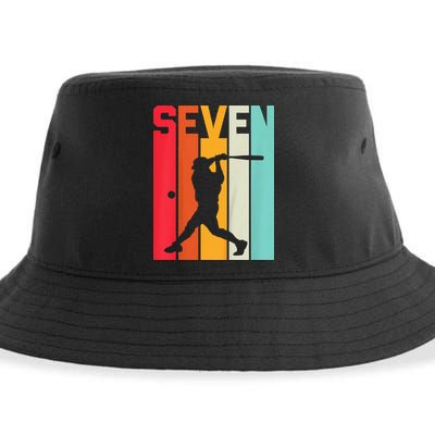 7th Birthday Retro Baseball 7 Years Old Sustainable Bucket Hat
