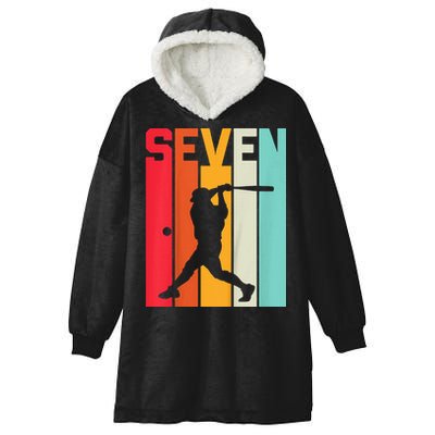7th Birthday Retro Baseball 7 Years Old Hooded Wearable Blanket