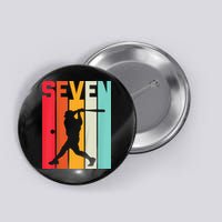 7th Birthday Retro Baseball 7 Years Old Button