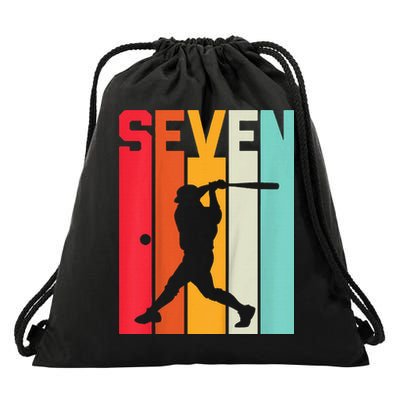7th Birthday Retro Baseball 7 Years Old Drawstring Bag
