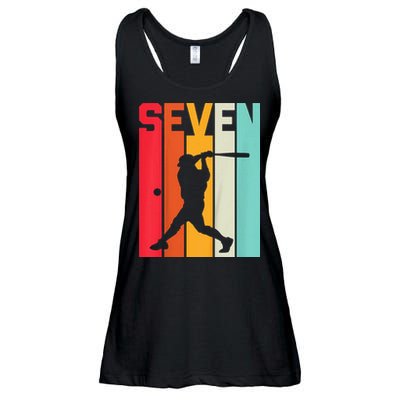 7th Birthday Retro Baseball 7 Years Old Ladies Essential Flowy Tank