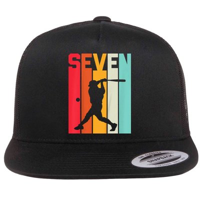 7th Birthday Retro Baseball 7 Years Old Flat Bill Trucker Hat
